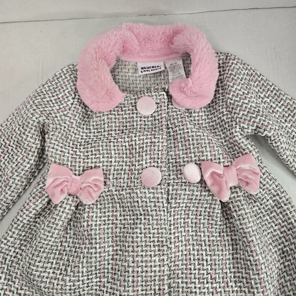 Blueberi Boulevard Pink, White, Silver Tweed Coat / Jacket Size 24M boutique - Picture 2 of 6